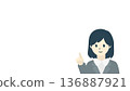 Illustration of a female office worker/businesswoman pointing and explaining (with margin) 136887921