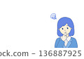 Worried female office worker/thinking business person illustration (with copy space) 136887925