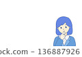 Worried female office worker/thinking business person illustration (with copy space) 136887926