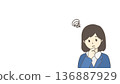Worried female office worker/thinking business person illustration (with copy space) 136887929