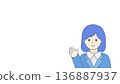 Female office worker/business person illustration guiding with palm (with copy space) 136887937