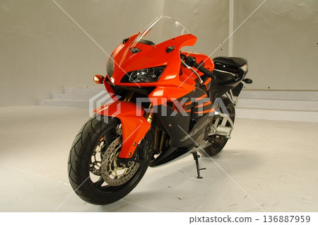 Motor Bike display in a showroom Motor Bike display in a showroom 136887959