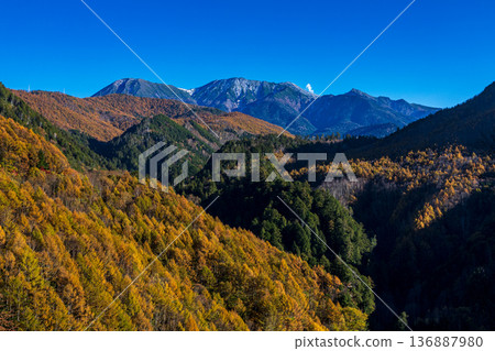 Mt. Ontake in autumn, from the Ontake Panorama Line in Kosaka Town, Gero City, Gifu Prefecture Mt. Ontake in autumn, from the Ontake Panorama Line in Kosaka Town, Gero City, Gifu Prefecture 136887980