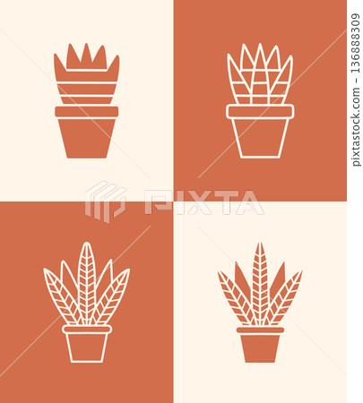 snake plant in pot icon set vector illustration snake plant in pot icon set vector illustration 136888309