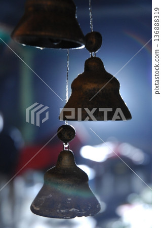 Metal Bell in a temple 136888319