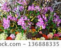 A colorful arrangement of gorgeous spring flowers featuring purple alstroemeria 136888335