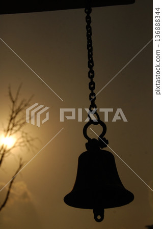 Metal Bell in a temple 136888344