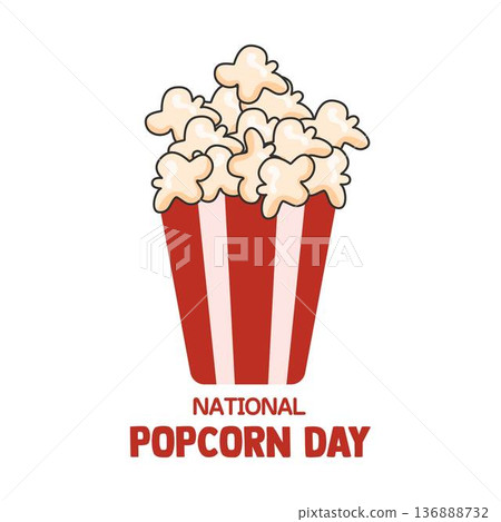 Popcorn day celebration banner, January 19, white and red striped Popcorn day celebration banner, January 19, white and red striped 136888732