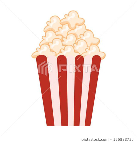 Popcorn in a red striped bucket 136888733