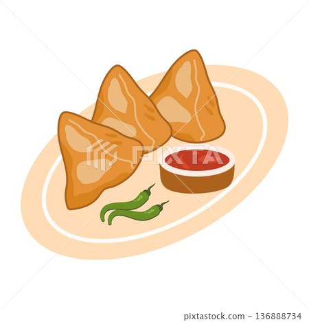 Samosa in a plate samosas food traditional Samosa in a plate samosas food traditional 136888734
