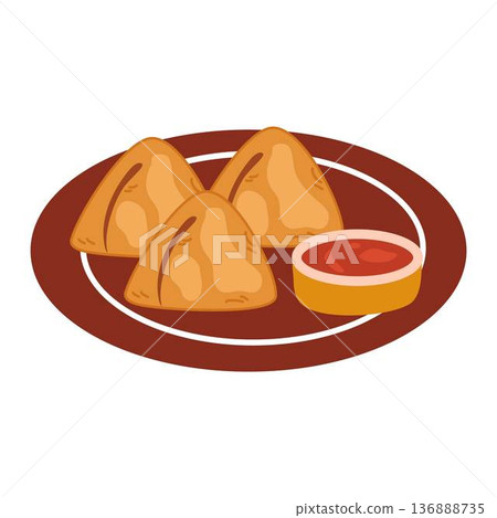 Samosa in a plate samosas food triangular Samosa in a plate samosas food triangular 136888735
