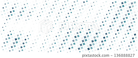 Healthcare background featuring geometric medical crosses in halftone style. Clean hospital pattern with plus symbols and abstract health elements for professional designs. Healthcare background featuring geometric medical crosses in halftone style. Clean hospital pattern with plus symbols and abstract health elements for professional designs. 136888827