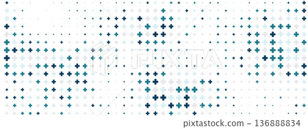 Health-themed pattern featuring blue and green signs on transparent backdrop, perfect for medical banners and hospital graphic templates. 136888834