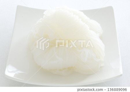 Shirataki noodles on a plate Shirataki noodles on a plate 136889096