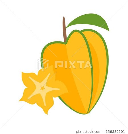 arambola vector. star shaped yellow fruit, Star apple fruit arambola vector. star shaped yellow fruit, Star apple fruit 136889201