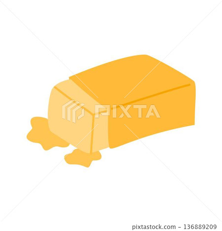 Illustration of a Melting Butter Block, lock of Butter 136889209