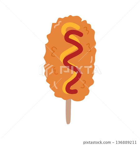Korean Corndog, Corn Dog with Ketchup 136889211
