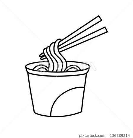 Noodles in a Cup Outline Noodles in a Cup Outline 136889214