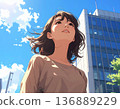 young woman looking up at the sky 136889229