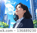 young woman looking up at the sky 136889230