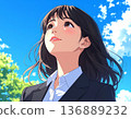 young woman looking up at the sky 136889232