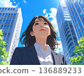 young woman looking up at the sky 136889233
