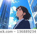 young woman looking up at the sky 136889234
