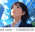 young woman looking up at the sky 136889236