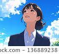 young woman looking up at the sky 136889238