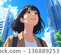 young woman looking up at the sky 136889253