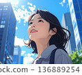 young woman looking up at the sky 136889254