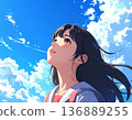 young woman looking up at the sky 136889255