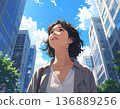 young woman looking up at the sky 136889256