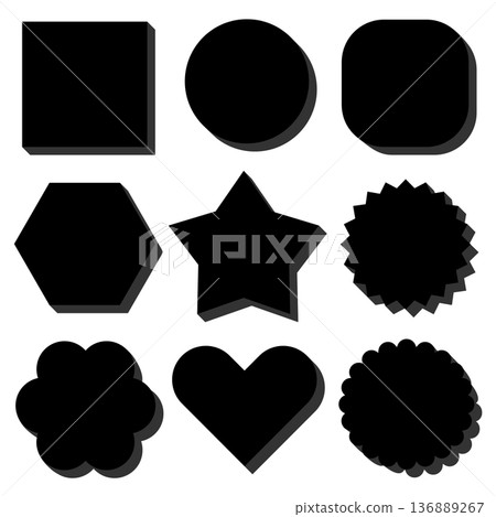 3D風格圖形與邊框裝飾套裝 136889267