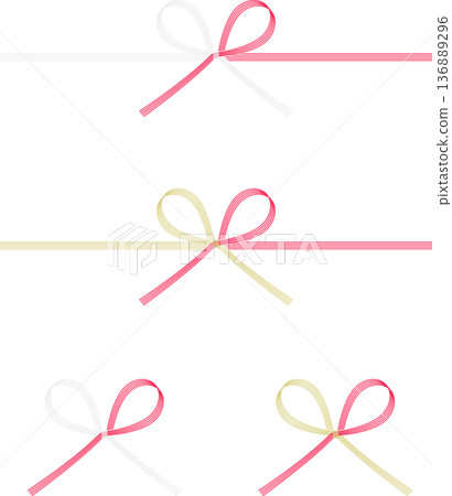 Vector illustration set of five bow-knotted Mizuhiki (red and white, red and gold) 136889296