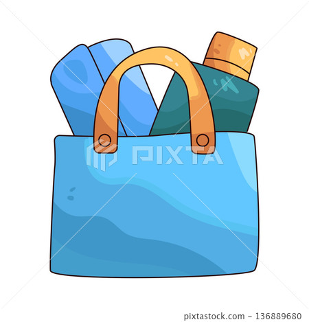 Illustration of beach bag 136889680