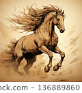 Majestic Horse in Motion A Stunning Illustration of Power and Grace, Perfect for Creative Projects 136889860