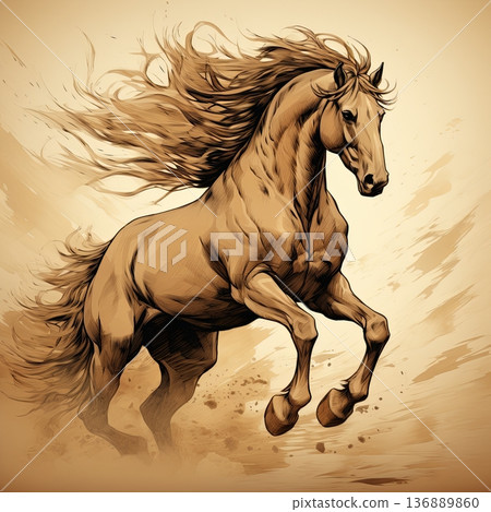 Majestic Horse in Motion A Stunning Illustration of Power and Grace, Perfect for Creative Projects Majestic Horse in Motion A Stunning Illustration of Power and Grace, Perfect for Creative Projects 136889860