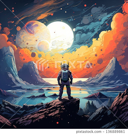Astronaut Gazing at a Distant Planet A Journey Through Space and Imagination, Adventure Astronaut Gazing at a Distant Planet A Journey Through Space and Imagination, Adventure 136889861