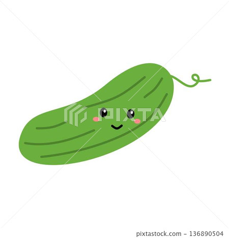 Cute Cucumber Vegetable Character 136890504