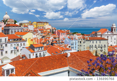 Lisbon cityscape, view of the Alfama old town, Portugal Lisbon cityscape, view of the Alfama old town, Portugal 136890768