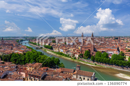 Verona cityscape. View of Verona old town. Europe. 136890774