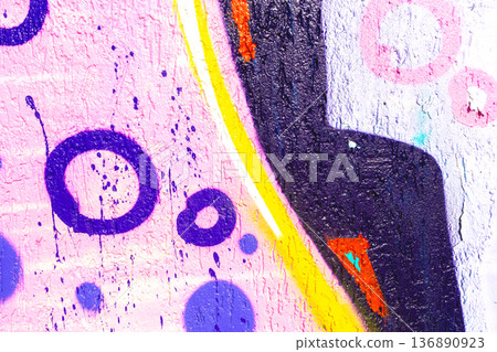Urban Graffiti Art with Pink, Purple, Yellow and Black Colors Inspired by 90s and Y2K Street Culture 136890923