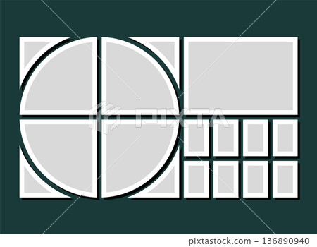 Template collage of thirteen frames, images, photo Template collage of thirteen frames, images, photo 136890940