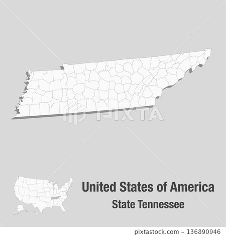 Detailed vector map of the USA - State Tennessee 136890946