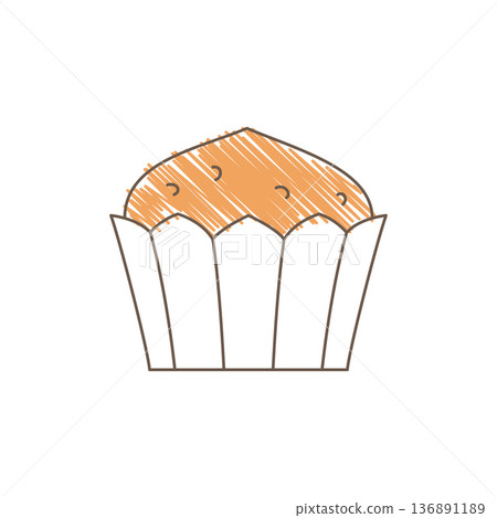 Hand Drawn Sketch Of A Cylindrical Muffin With Small Drop Toppings Hand Drawn Sketch Of A Cylindrical Muffin With Small Drop Toppings 136891189