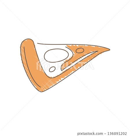 Hand Drawn Sketch Of A Triangular Pizza Slice With Orange Crust And Toppings Hand Drawn Sketch Of A Triangular Pizza Slice With Orange Crust And Toppings 136891202