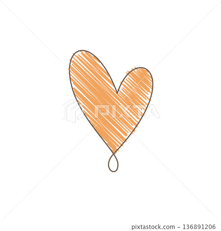 Hand Drawn Sketch Of A Heart With Horizontal Orange Hatching Fill Hand Drawn Sketch Of A Heart With Horizontal Orange Hatching Fill 136891206