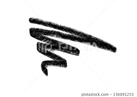 A black stroke from a cosmetic eyebrow pencil. Isolated on a white background. 136891253