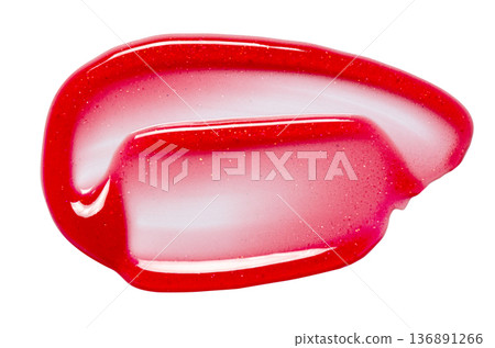 A sample of lip moisturizer on a white background. Oil or lip balm. A sample of lip moisturizer on a white background. Oil or lip balm. 136891266